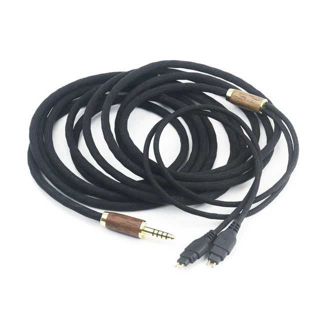 Alt view image 5 of 5 - NewFantasia 4.4mm Balanced Male 6N OCC Copper Silver Plated Cord 4.4mm Balanced Cable Compatible with Sennheiser HD650, HD600, HD580, HD660S, HD58X, Massdrop HD6XX Headphone Walnut Wood Shell 2m