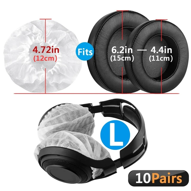 Alt view image 2 of 5 - Geekria 100 Pairs Disposable Headphones Ear Cover for Large Over-Ear Headset Earcup, Stretchable Sanitary Ear Pads Cover, Hygienic Ear Cushion Protector (L/White)