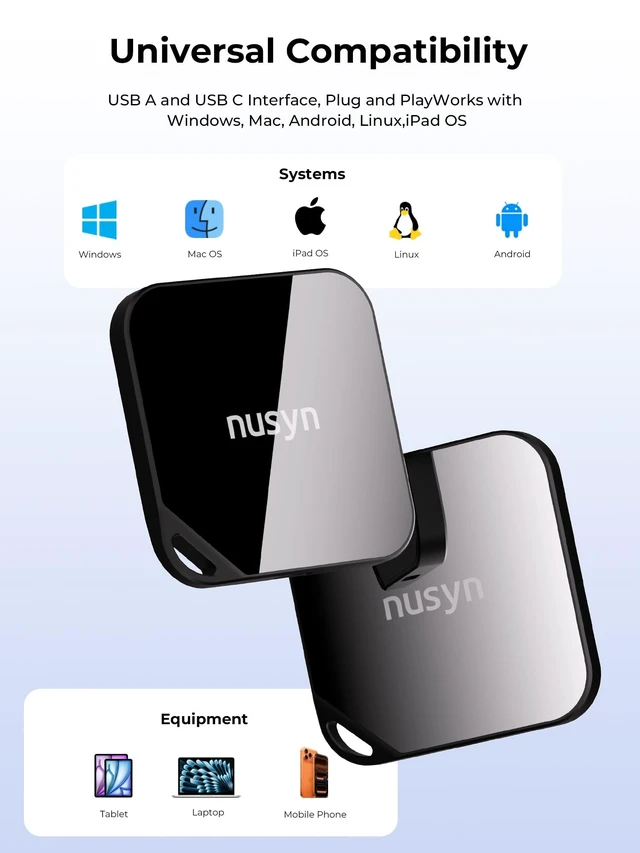 Alt view image 4 of 5 - nusyn 1TB Magnetic Portable SSD, Up to 2000MB/s, USB-C, USB 3.2 Gen 2x2, Aluminum+Glass Housing, Supports iPhone ProRes HDR Recording, Compatible with Tablets, Computers, Smartphones, PC - Black