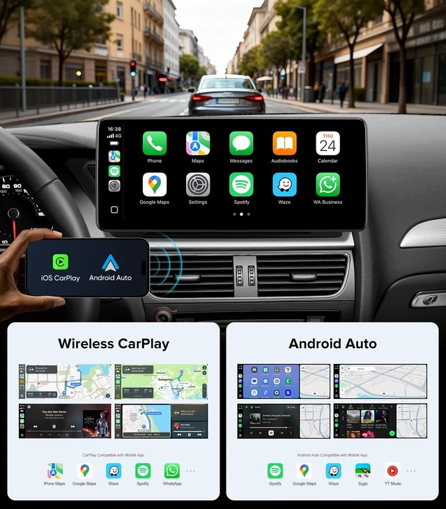 Alt view image 5 of 5 - 12.3" CarPlay Radio for Audi A4 B8 A5 S4 S5 (09-16) with Concert/Symphony