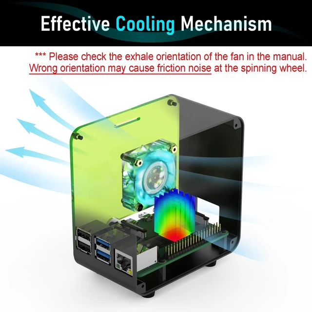 Alt view image 3 of 5 - ElectroCookie Raspberry Pi 4 Case, Aluminum Mini Tower Case with Cooling Fan and Color Changing Ambient Light (Black Neon)