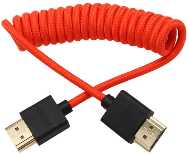 Main image of HangTon HDMI 4K 120p 8K Cable Braided Coiled for Ninja V SmallHD Blackmagic Monitor Sony A7RV A7m4 FX9 Canon C400 C70 C500II Lumix S1H Nikon Z9 Camera Type A HDMI 2.1