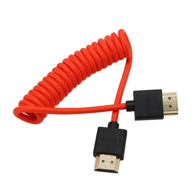 Alt view image 2 of 5 - HangTon HDMI 4K 120p 8K Cable Braided Coiled for Ninja V SmallHD Blackmagic Monitor Sony A7RV A7m4 FX9 Canon C400 C70 C500II Lumix S1H Nikon Z9 Camera Type A HDMI 2.1