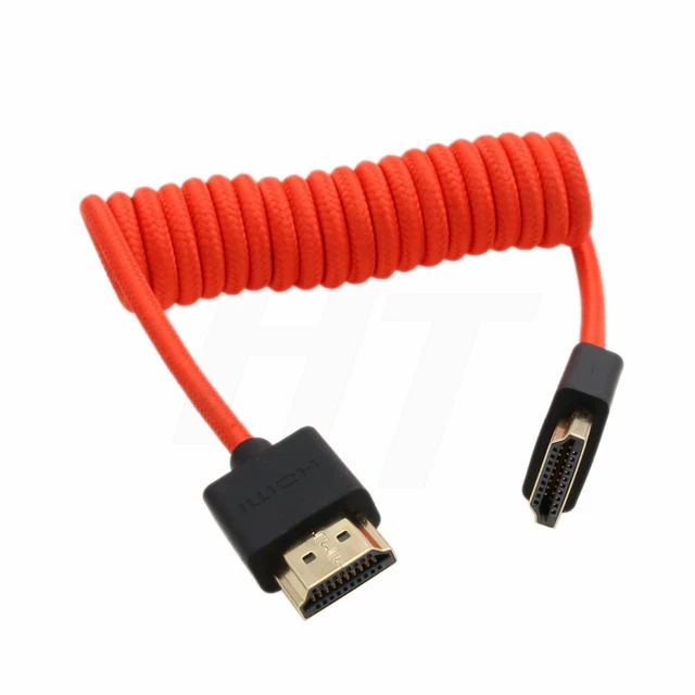 Alt view image 3 of 5 - HangTon HDMI 4K 120p 8K Cable Braided Coiled for Ninja V SmallHD Blackmagic Monitor Sony A7RV A7m4 FX9 Canon C400 C70 C500II Lumix S1H Nikon Z9 Camera Type A HDMI 2.1