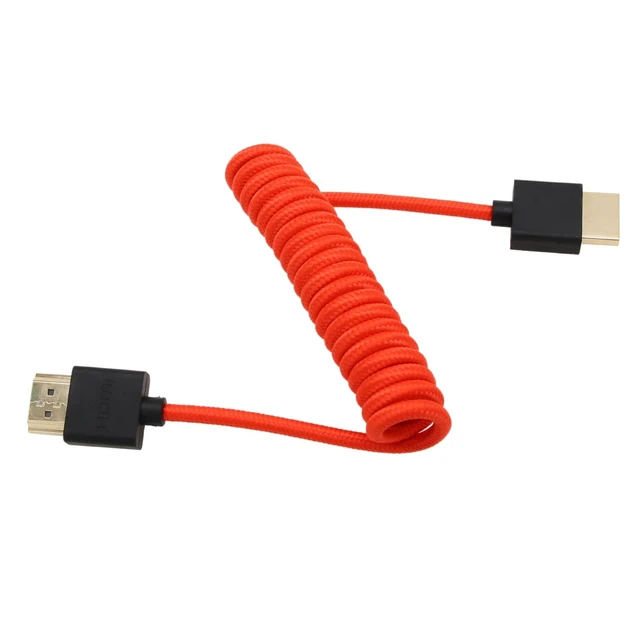 Alt view image 5 of 5 - HangTon HDMI 4K 120p 8K Cable Braided Coiled for Ninja V SmallHD Blackmagic Monitor Sony A7RV A7m4 FX9 Canon C400 C70 C500II Lumix S1H Nikon Z9 Camera Type A HDMI 2.1