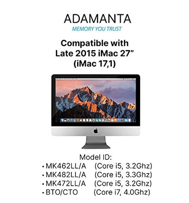 Alt view image 3 of 3 - Adamanta 16GB (2x8GB) Apple Memory Upgrade Compatible with Late 2015 iMac 27" Retina 5K Display DDR3/DDR3L 1867Mhz PC3L-14900 SODIMM 2Rx8 CL13 1.35v RAM DRAM