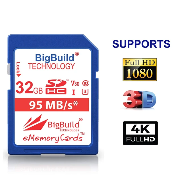 Alt view image 3 of 5 - BigBuild Technology 32GB UHS-I U3 95MB/s Memory Card for Canon EOS 1200D, 1300D, 2000D, 200D, 4000D, 5DS, 5DS R, 77D, 800D, 80D, 9000D, 5D Mark IV, 6D Mark II, M100, M3, M5, M50, M6, R Camera