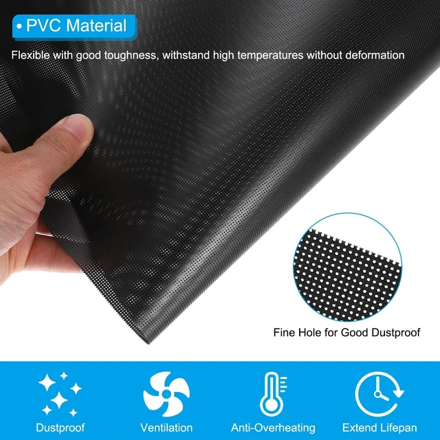 Alt view image 3 of 5 - PATIKIL PC Fan Dust Mesh 1000mm x 500mm 0.5mm Hole, 2 Pcs PVC Computer Cooler Dust Filter PC Case Cover Grills for Computer Cooler Fan Case Dustproof, Black