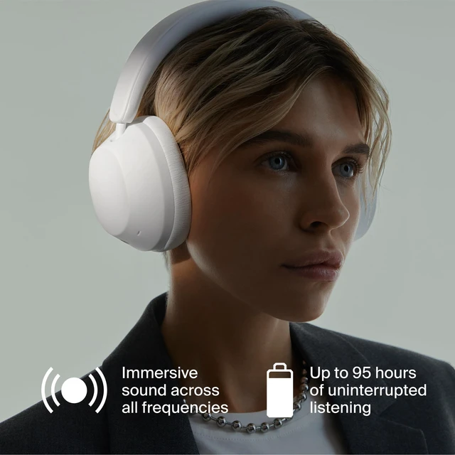 Alt view image 2 of 5 - Clemm Preset Wireless Over-Ear Headphones, 95H Playtime, Bluetooth, 40mm Drivers, Built-in Mic, Memory Foam Earcups, Aux Cable Included, Foldable Design, Ivory