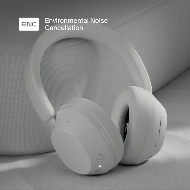 Alt view image 3 of 5 - Clemm Preset Wireless Over-Ear Headphones, 95H Playtime, Bluetooth, 40mm Drivers, Built-in Mic, Memory Foam Earcups, Aux Cable Included, Foldable Design, Ivory