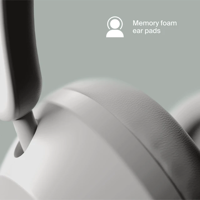 Alt view image 4 of 5 - Clemm Preset Wireless Over-Ear Headphones, 95H Playtime, Bluetooth, 40mm Drivers, Built-in Mic, Memory Foam Earcups, Aux Cable Included, Foldable Design, Ivory