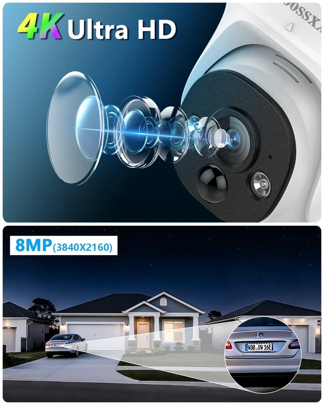 Alt view image 4 of 5 - 4K Wired Dome Cameras PoE IP Camera for Home Security Outdoor