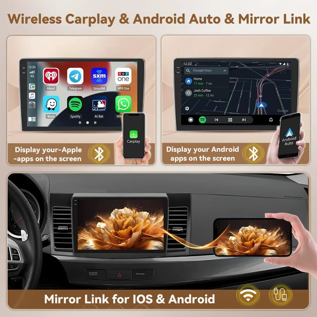 Alt view image 3 of 5 - 4+64G 10'' Android 15 Car Stereo for Mitsubishi Lancer 2008-2017