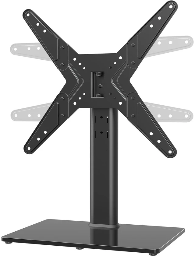 Main image of Hemudu Universal Swivel TV Stand/Base Table Top TV Stand for 21 to 50 inch TVs with 90 Degree Swivel, 4 Level Height Adjustable, Heavy Duty Tempered Glass Base, Holds up to 99lbs, HT02B-002