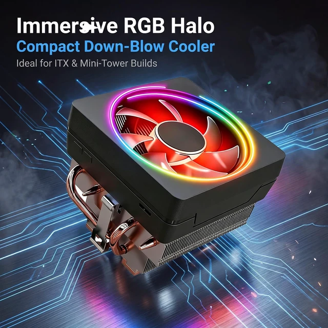 Alt view image 3 of 5 - CPU Wraith Cooler Prism Aluminum Heat Sink Copper Core Base 4-Pin PWM 95mm Fan Pre-Applied Thermal Paste Compatible with AMD Socket AM5 AM4 AM3 AM2 Ryzen 7 1700X 1800X 2700X 3700X 4700X 5700X Fan