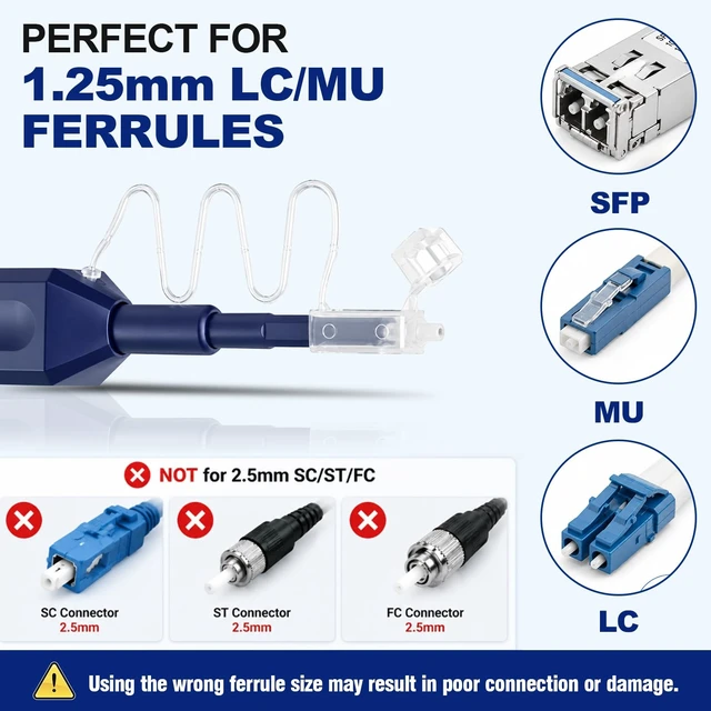 Alt view image 2 of 5 - Hamadap 5PCS Fiber Cleaner, Fiber Optic Cleaning Pen 1.25mm Ferrules LC/MU