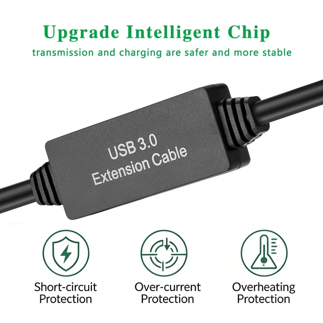 Alt view image 2 of 5 - XBOHJOE USB 3.0 Male to Male Cable 50ft Type A Male to A Male Cord 5 Gbps Double USB a to USB a Cable Compatible with Hard Drive Cooling Fan/pad DVD Player and More (Black, 50FT)