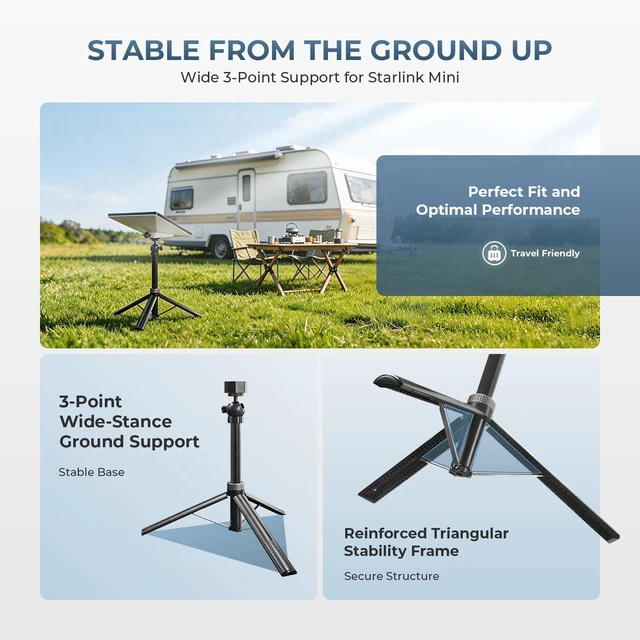 Alt view image 4 of 5 - Steinwhale Tripod Stand for Starlink Mini, Fixed Height, Adjustable Angle