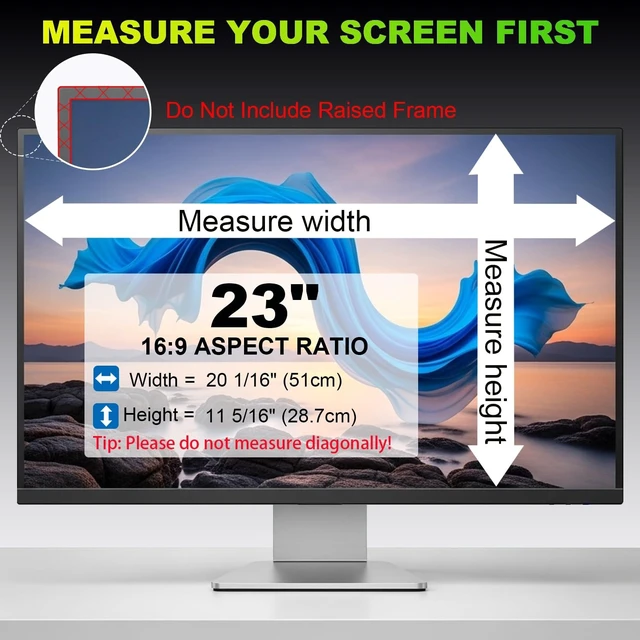 Alt view image 4 of 5 - ruord 2 Pack Privacy Screen for 23 Inch 16:9 (51x28.7cm) computer Monitor