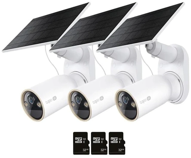 Main image of TP-Link Tapo 4K HD Solar Security Camera Kit, No Monthly Fees, 3 Pack with 32GB SD Cards