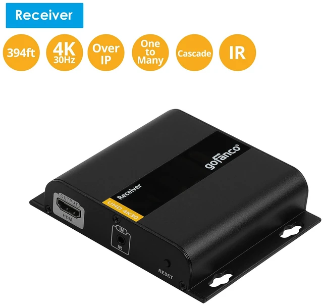 Alt view image 2 of 5 - gofanco 4K30Hz HDMI Extender Over IP - Receiver (HD14Ext1xN-RX)