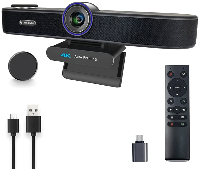 Main image of TONGVEO AI Auto-Tracking 4K Webcam with Microphones and Speaker, 5X Digital Zoom Webcam 4K Adjustable Field of View Remote Control Works with Microsoft Teams, Zoom, Google Meet, PC Mac Laptop