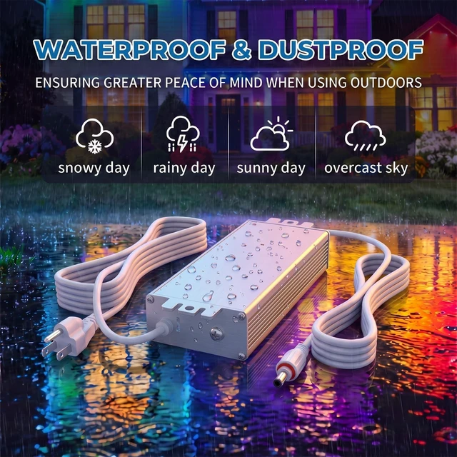 Alt view image 3 of 5 - Power Adapter Compatible with Govee Permanent Outdoor Lights H705DEF, White