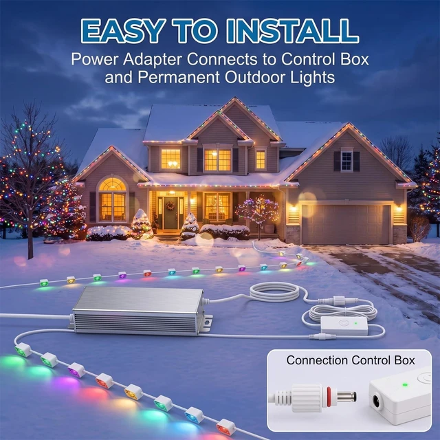 Alt view image 5 of 5 - Power Adapter Compatible with Govee Permanent Outdoor Lights H705DEF, White