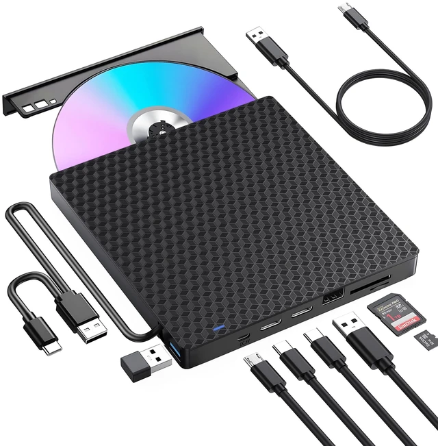 Main image of External CD/DVD Drive for Laptop PC ,DVD Player for Laptop,USB 3.0 USB C Ultra-Slim Portable,CD Reader for Mac Laptop Desktop Macbook,External Disk Drive CD Burner for MacOS/Windows 11/10/8/XP/Linux