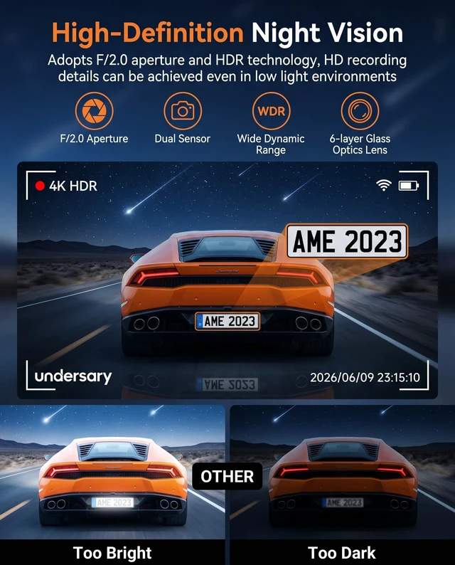 Alt view image 3 of 5 - Dash Cam Front and Rear Inside, 4K Full HD 3 Channel Dash Camera for Car