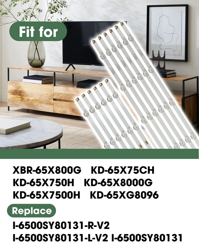 Alt view image 2 of 5 - 12Pcs LED Backlight Strips 65 Inch TV Fit for Sony XBR-65X800G