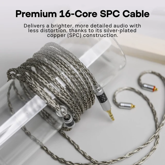 Alt view image 5 of 5 - Tripowin Zonie 2M 16-Core SPC IEM Replacement Cable with 3.5mm Jack