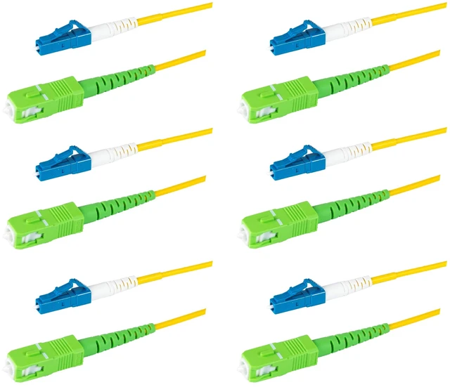 Main image of SpeedyFiberTX 6-Pack 2 Meter SC/APC to LC/UPC Slim Simplex Riser OFNR Fiber Patch Cable, Corning SMF-28 Singlemode 9/125um Ultra Fiber, OS1/OS2 Compatible
