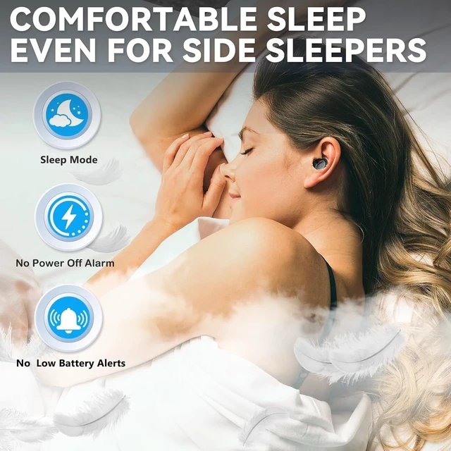 Alt view image 2 of 5 - Houlyn Sleep Earbuds for Side Sleepers, Wireless Noise Cancelling Sleep Headphones with Sleep Mode, LED Power Display, Comfort Fit for Sleeping, Working, Hiking (Gold)