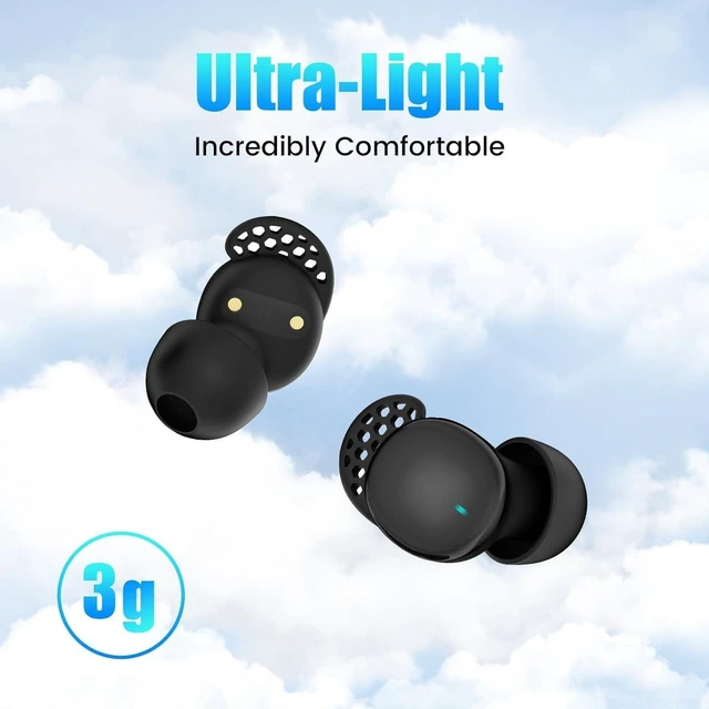 Alt view image 3 of 5 - Houlyn Sleep Earbuds for Side Sleepers, Wireless Noise Cancelling Sleep Headphones with Sleep Mode, LED Power Display, Comfort Fit for Sleeping, Working, Hiking (Gold)