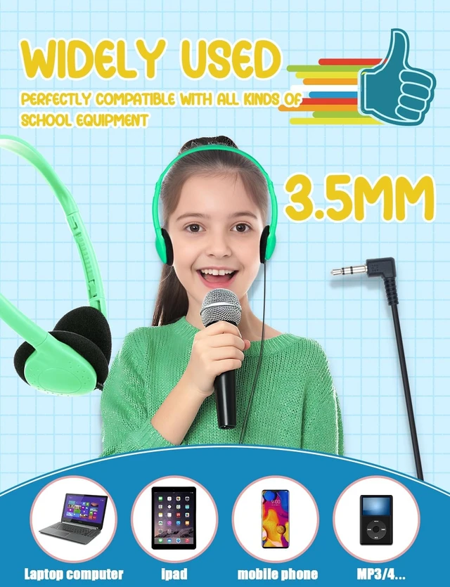 Alt view image 2 of 5 - ZNXZXP 100 Pack Classroom Headphones Bulk for Kids Students,Wired On-Ear