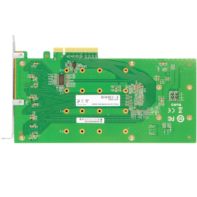 Alt view image 5 of 5 - Quad M.2 NVMe Card SSD PCIe Card with Marvell 88NR2241B0 PCIe 3.0 x8
