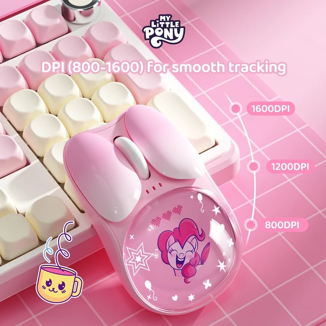 Alt view image 5 of 5 - My Little Pony M01 Silent Wireless Mouse, Quiet Clicks, 3 Adjustable DPI (800/1200/1600), Dual-Mode (2.4GHz/Bluetooth), Ergonomic for Mac/Windows (Pink)