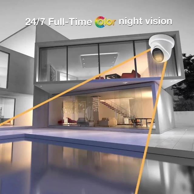 Alt view image 3 of 5 - Auview 4K PoE Security Camera, 8MP IP Turret Dome, Big Sensor, Built-in Microphone, Smart Dual-Light Color Night Vision, IP67 Outdoor/Indoor, NDAA Compliant, ONVIF Compatible