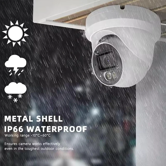 Alt view image 4 of 5 - Auview 4K PoE Security Camera, 8MP IP Turret Dome, Big Sensor, Built-in Microphone, Smart Dual-Light Color Night Vision, IP67 Outdoor/Indoor, NDAA Compliant, ONVIF Compatible
