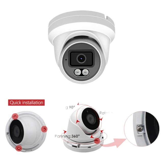 Alt view image 5 of 5 - Auview 4K PoE Security Camera, 8MP IP Turret Dome, Big Sensor, Built-in Microphone, Smart Dual-Light Color Night Vision, IP67 Outdoor/Indoor, NDAA Compliant, ONVIF Compatible