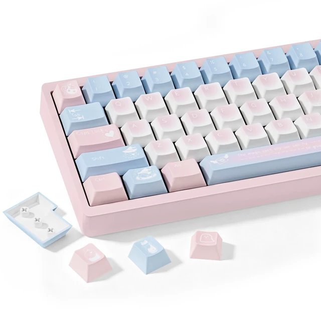 Main image of TICKTYYPE PBT Pink and Blue Custom Cute Keycaps