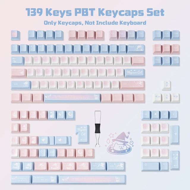 Alt view image 2 of 5 - TICKTYYPE PBT Pink and Blue Custom Cute Keycaps
