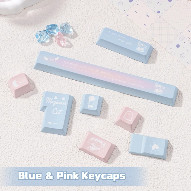 Alt view image 4 of 5 - TICKTYYPE PBT Pink and Blue Custom Cute Keycaps