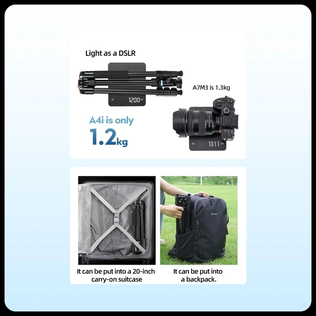 Alt view image 4 of 4 - Fotopro 73inch Camera Tripod Aluminum Monopod Detachable Lightweight Travel Tripod A5i Blue (Without Ball Head)
