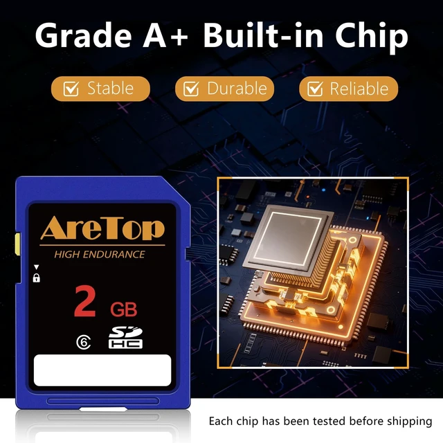 Alt view image 3 of 5 - SD Card 2GB 5 Pack, AreTop Class 6 SDHC Memory Cards