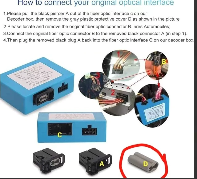 Alt view image 3 of 5 - VQU LEXXSON Optic Fiber Decoder for Mercedes-Benz ML/GL/R Class/CLS/S W221/Cayenne Cayman 911 997 Boxster BMW E9X Audi 2G.3G Host