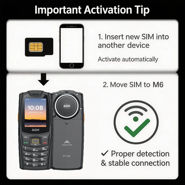 Alt view image 2 of 5 - AGM M6 Rugged Feature Phone, IP68 Waterproof, with Loud Speaker, Keypad Cell Phone