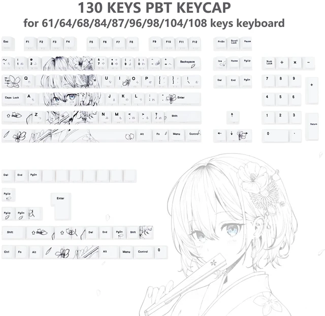 Alt view image 2 of 5 - JOLINTAL White Japanese Keycap for Minimalist Gaming Keyboard Custom