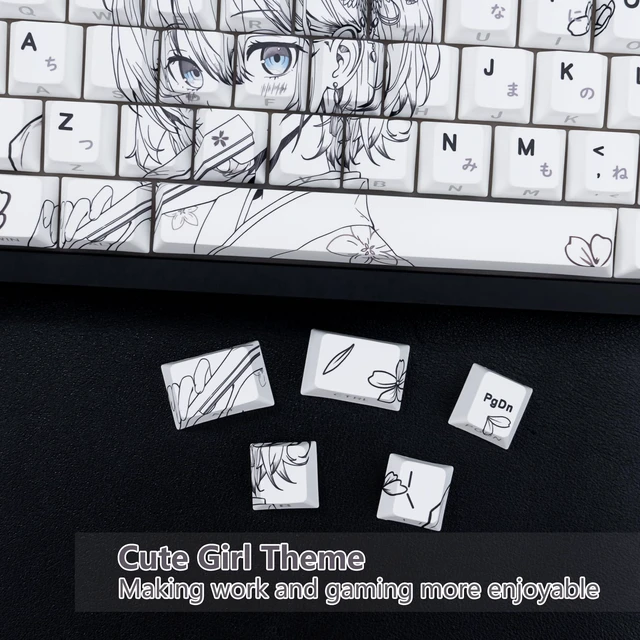 Alt view image 5 of 5 - JOLINTAL White Japanese Keycap for Minimalist Gaming Keyboard Custom